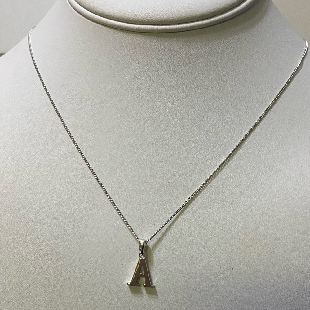 Sterling Silver Plain Letter A Initial Pendant